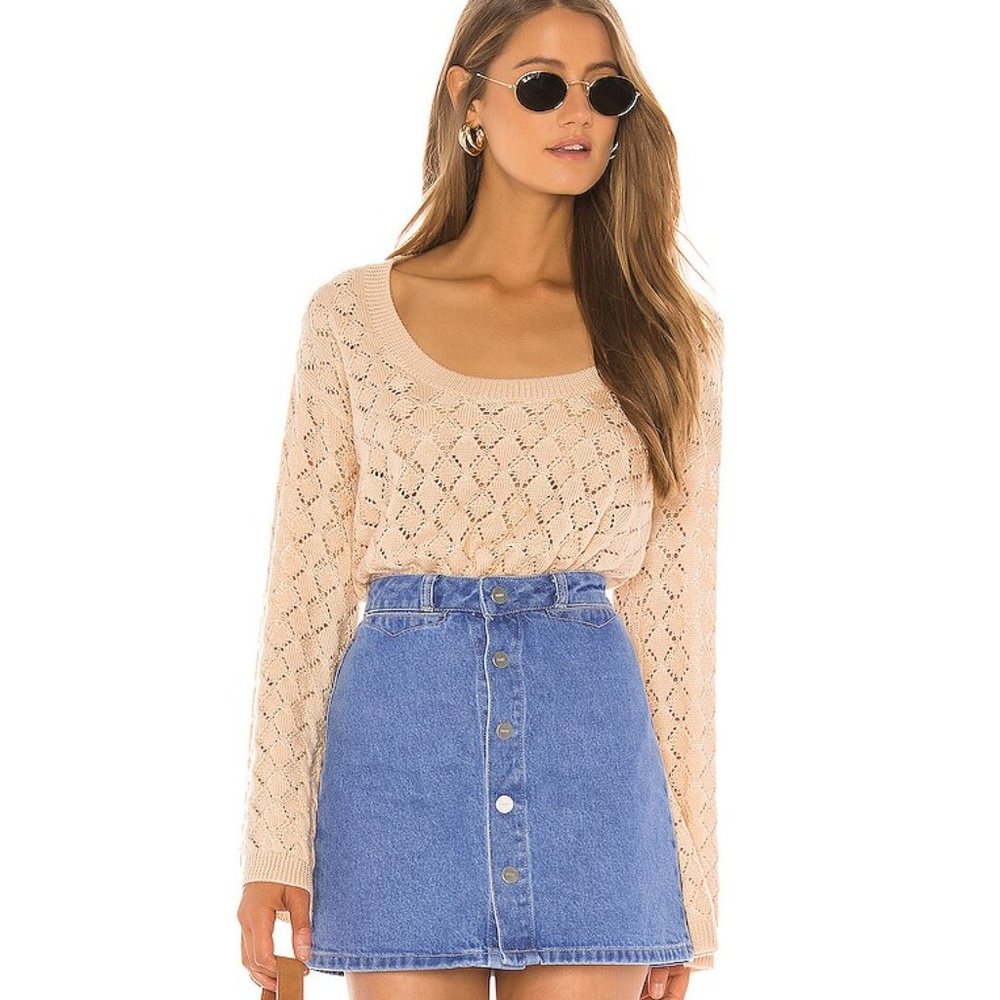 Tularosa Scoop Neck Knit Sweater in Light Peach